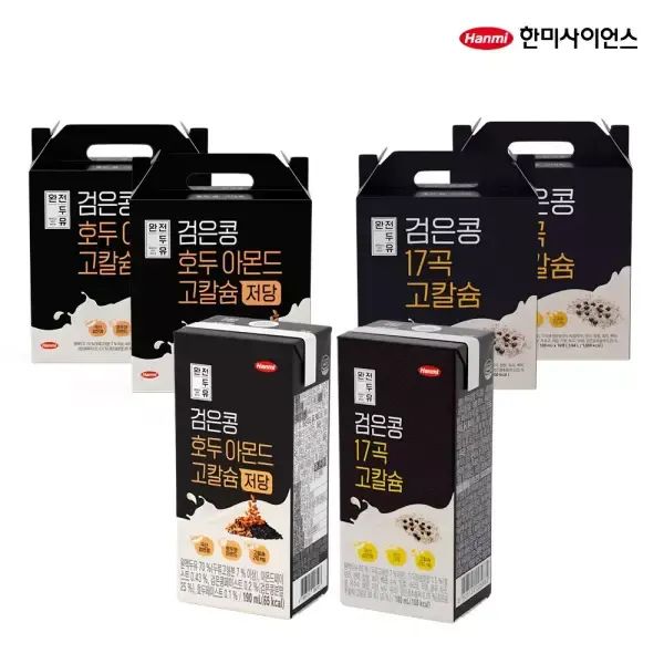 상품 이미지: 한미 검은콩 고칼슘 호두아몬드 저당 + 17곡 190ml, 총 64입