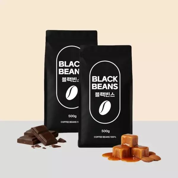 상품 이미지: 블랙빈스 원두커피 500g 2봉 총 1kg 홀빈 분쇄선택