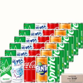 상품 이미지: 코카콜라 스프라이트 환타오렌지 밀키스 칠성사이다 미니캔 190ml 5가지맛 각6캔씩 (총30캔)