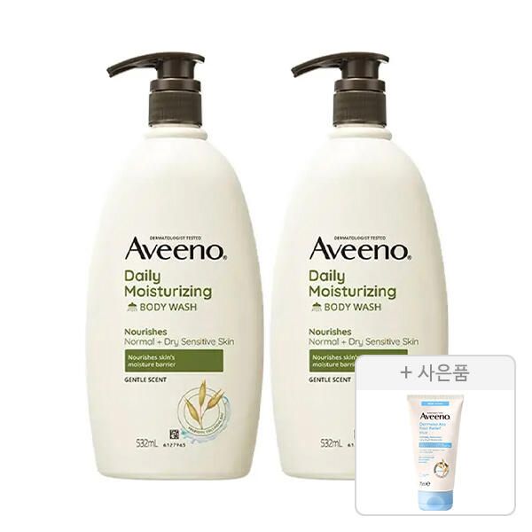 상품 이미지: 아비노 데일리모이스처라이징 바디워시 532ml, 2개 + 증정(더멕사 밤 75ml, 1개)