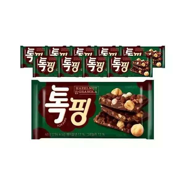 상품 이미지: 오리온 톡핑 헤이즐넛 그래놀라 43g, 10입, 1개