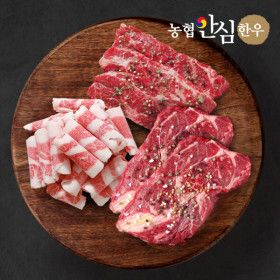 상품 이미지: (신선집중) 농협안심한우 1등급 600G 구이세트 (등심200g+채끝200g+차돌박이200g)