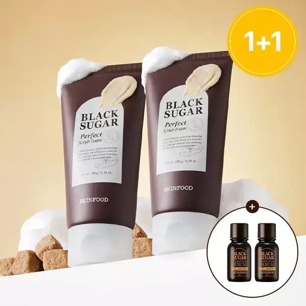 상품 이미지: [스킨푸드][1+1]블랙슈가 퍼펙트 스크럽폼180ml+(증정)에센셜14ml 2개