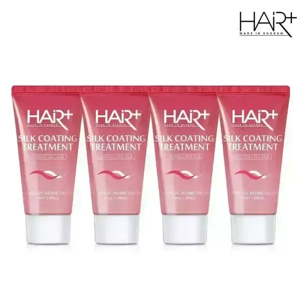 상품 이미지: [체험키트] 헤어플러스 실크 코팅 트리트먼트50ml 4개 /여행용/단백질/트리트먼트/린스/미용실/윤기찰랑/꽃물