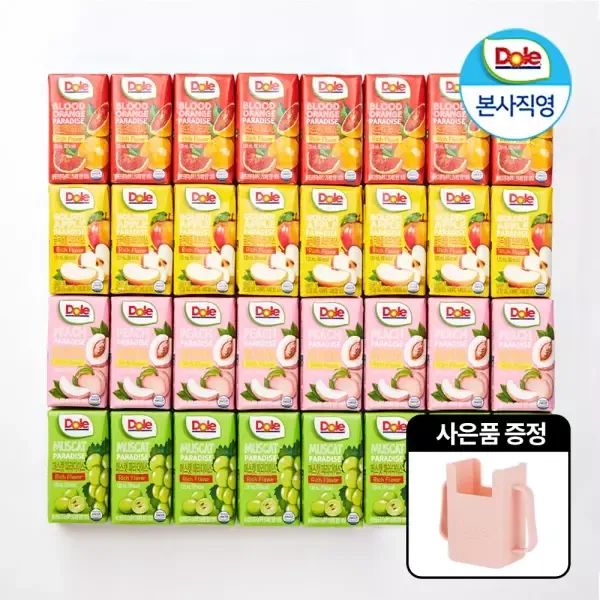 상품 이미지: Dole 돌 주스 버라이어티팩 32입 (4종 8팩씩)+주스홀더 100% 과즙 주스 맛보기 세트