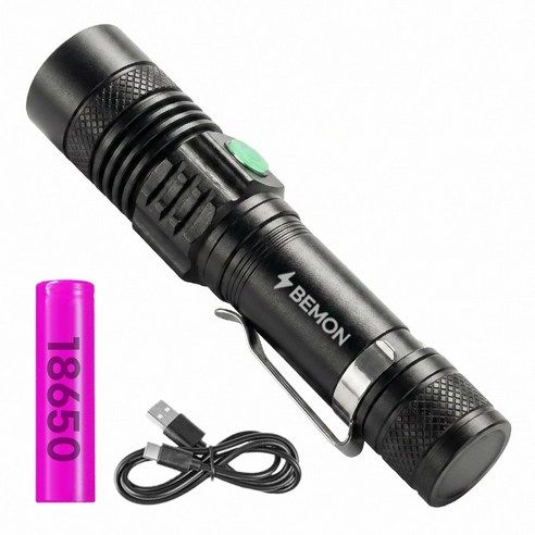 상품 이미지: 82g 가벼운 초강력 LED 손전등 충전식 휴대용 후레쉬 괴물 써치라이트, 1개, 블랙