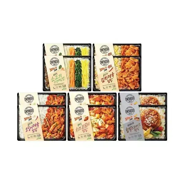 상품 이미지: 아워홈 온더고 도시락 베스트10(오색비빔밥2,김치제육2,오징어제육2,치즈닭갈비2,함박2)
