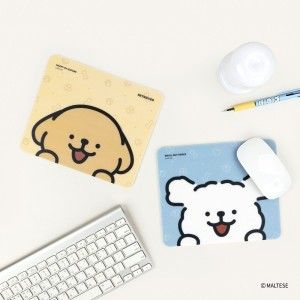 상품 이미지: 몰티즈 사각 마우스패드 스카이블루 리트리버 휴대용 미니 책상꾸미기 귀여운 캐릭터 노트북