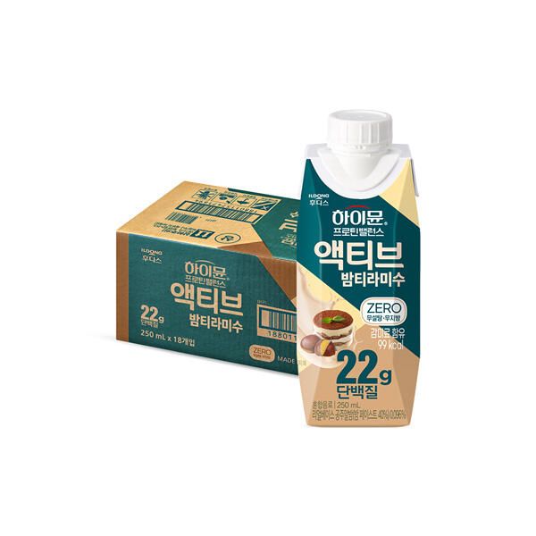 상품 이미지: 후디스 하이뮨 프로틴 밸런스 액티브 22g 밤티라미수 ZERO 250ml, 18입, 1개