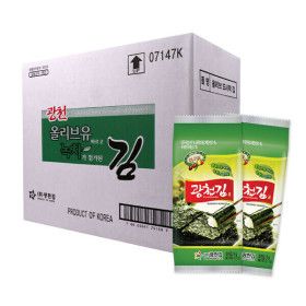 상품 이미지: 광천김 올리브녹차3단 도시락김 5g x 72봉 /도시락김 조미김