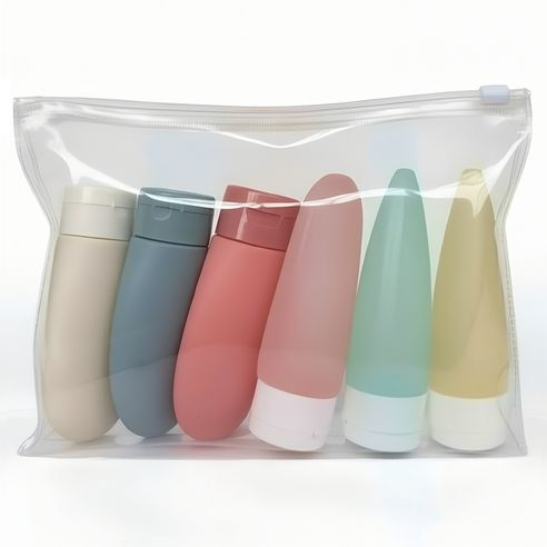상품 이미지: 벨리안 여행용 샴푸 바디워시 공병 60ml x 6종 + 파우치 20 x 13 x 6 cm 세트, 1세트, 혼합색상