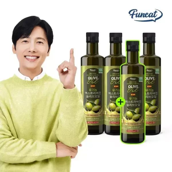 상품 이미지: 퍼니트 유기농 100% 엑스트라버진 올리브오일 250ml 3+1 (총 4병)