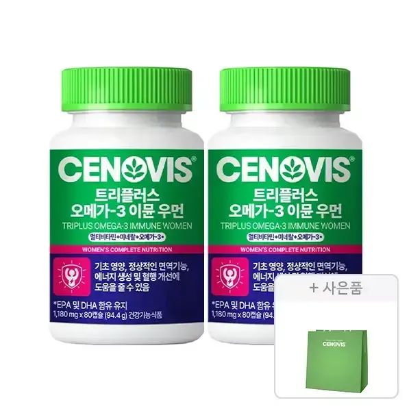 상품 이미지: 세노비스 트리플러스 멀티비타민 오메가3 이뮨 여성 80캡슐, 2개 + 쇼핑백