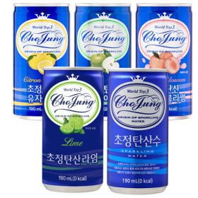 상품 이미지: 1+1 초정탄산수190ml 골라담기 (플레인/복숭아블라썸/그린애플/유자진저) 총 60캔  라임 (총 5종 골라담기)