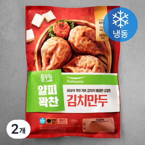 상품 이미지: 풀무원 얇은피 꽉찬속 김치만두 (냉동), 1kg, 2개