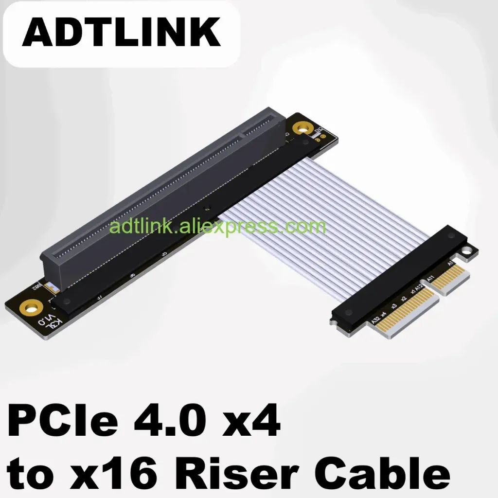 상품 이미지: ADTLINK PCIe 4.0 x4 - x16 라이저 케이블 Gen4 풀 스피드 그래픽 카드 확장 어댑터 (90도 및 180도 GPU 확장용)