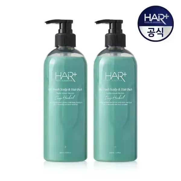 상품 이미지: 헤어플러스 오프레시 딥 허벌 탈모완화 두피&헤어팩 500ml 2개/헤어팩/린스/트리트먼트/스케일링/쿨/천연