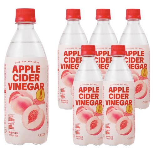 상품 이미지: 클룹 애사비소다 신비복숭아 제로 탄산음료, 500ml, 6개