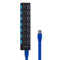 상품 이미지: 유니콘 USB3.0 7포트 허브 각포트 전원버튼 XH-Q5, 블랙, 1개