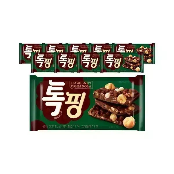 상품 이미지: 오리온 톡핑 헤이즐넛 그래놀라 43g, 10입, 1개