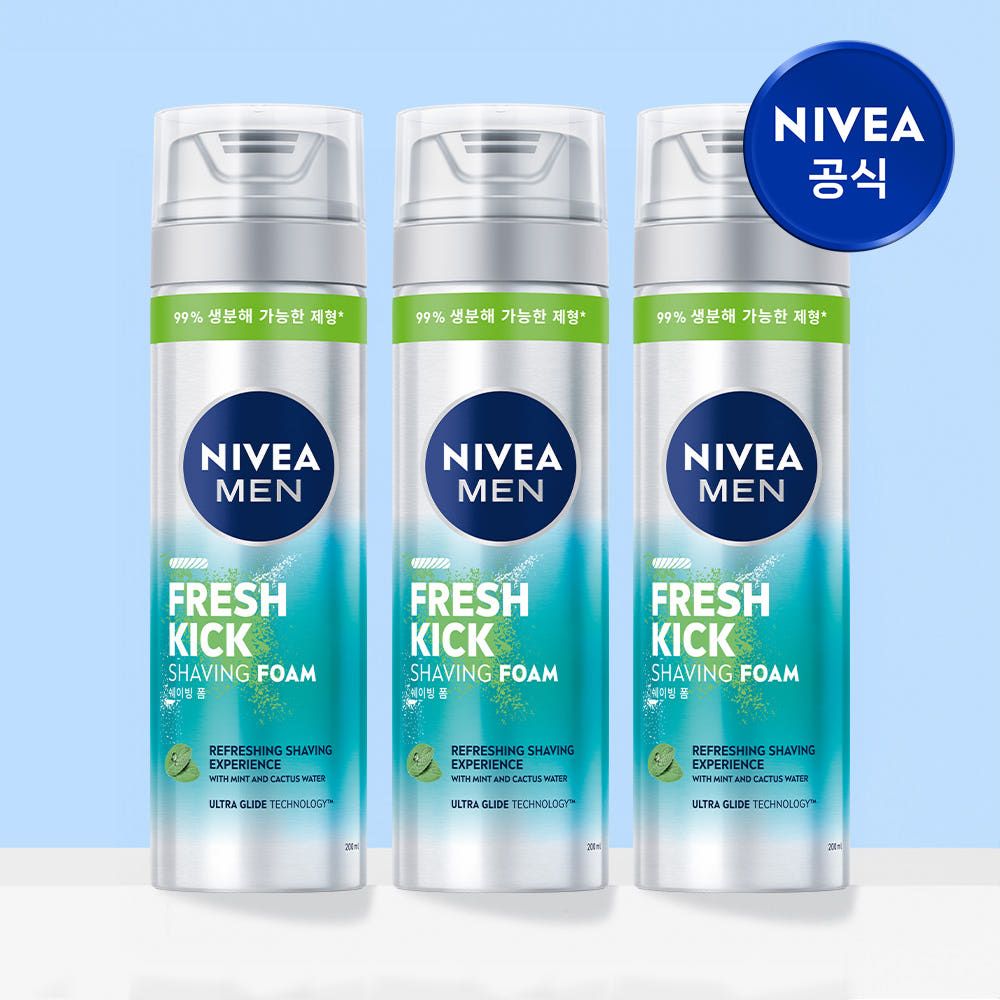 상품 이미지: 니베아 맨 프레시 킥 쉐이빙 폼 면도크림 200ml, 3개