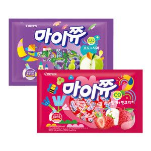 상품 이미지: 크라운 마이쮸 딸기+핑크리치 720g/포도+사과 720g
