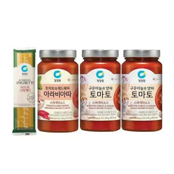상품 이미지: 청정원 파스타소스, 토마토, 600g, 2개, + 아라비아따, 600g, 1개 + 스파게티면, 500g, 1개