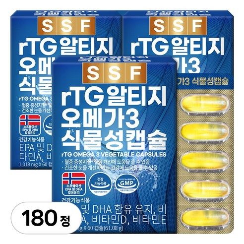 상품 이미지: 순수식품 rTG 오메가3 비타민D 1000mg, 60정, 3개
