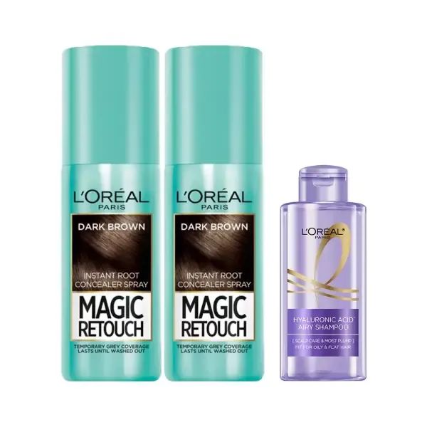 상품 이미지: 로레알 파리 뿌리는 새치염색! 매직리터치 새치커버 스프레이 2개 + HA 샴푸 80ml