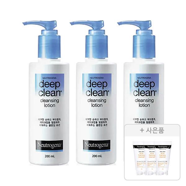 상품 이미지: 뉴트로지나 딥클린 클렌징 로션 200ml, 3개+증정(아크네 폼 10g, 3개)