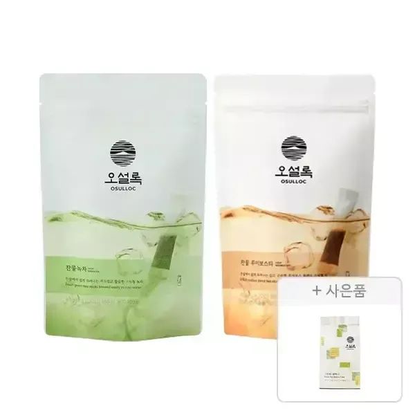 상품 이미지: 오설록 찬물녹차 20입, 1개+찬물 루이보스 티 20입, 1개+증정(그린티웨하스 100g, 1개)