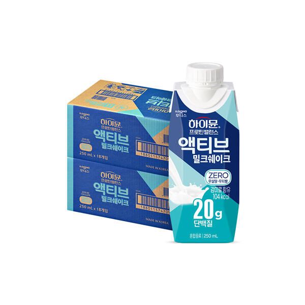 상품 이미지: 후디스 하이뮨 프로틴 액티브 밀크쉐이크 ZERO, 250ml, 18개, 2개