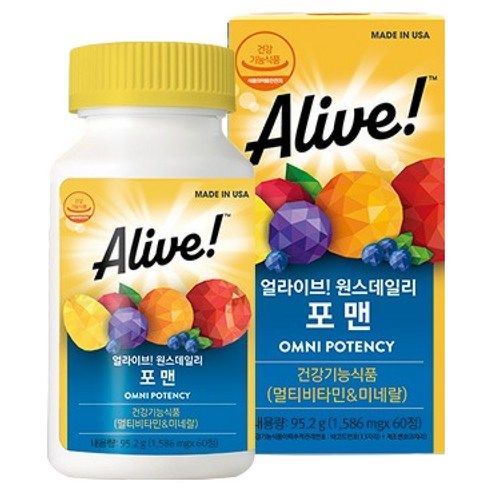 상품 이미지: 얼라이브 원스데일리 포 맨 멀티비타민, 60정, 1개