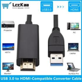상품 이미지: USB 30 to HDMI 어댑터 USB to HDMI 변환기 USB A to HDMI 케이블 1080P 60Hz 오디오 비디오 어댑터 PC 노
