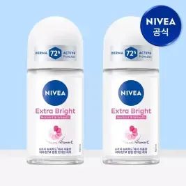 상품 이미지: [여름맞이 특.가] 환한 언더암 케어! 니베아 데오드란트 롤온 엑스트라 브라이트 50ml 2개