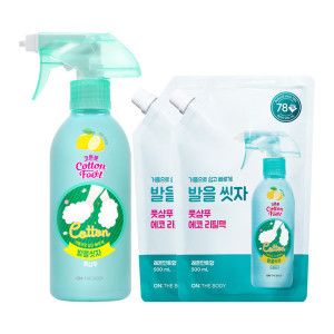 상품 이미지: 온더바디 코튼풋 발을씻자 풋샴푸 레몬 510ml+레몬향 리필 500ml 2개