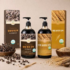 상품 이미지: 6/24 초특가) HACCP 국내산 펌핑 헛개차/보리차 진액 1000g ㅣ전용 디스펜서 포함·1L 기준 최대 250병 제조