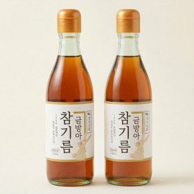 상품 이미지: 순수본가 통참깨 100% 참기름 350ml x 2개/ 한번만 짜낸 깨끗하고 고소한 참기름