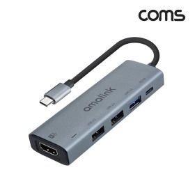 상품 이미지: FW840 Coms USB Type C to HDMI 컨버터 4K30Hz HDMI + USB2.0x2 + USB3.0 + PD3.0 멀티 허브 화면미러링