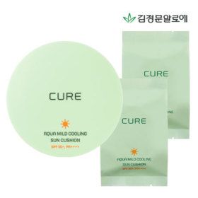 상품 이미지: (공식/쿠폰/사은품) 김정문알로에 큐어 아쿠아 마일드 쿨링 선쿠션 25g 본품1개+리필2개 구성SET