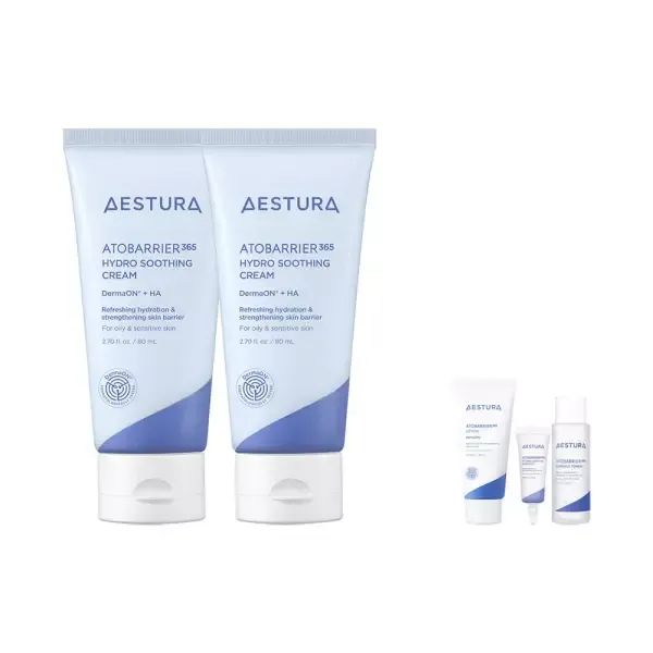 상품 이미지: [본사직영]NEW 에스트라 아토베리어365 하이드로 수딩크림 80ML 2개+로션30ml+앰플7ml+토너25ml