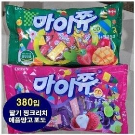 상품 이미지: 마이쮸 대용량 혼합 1600g 380입 딸기 포도 애플망고 핑크리치 4가지맛