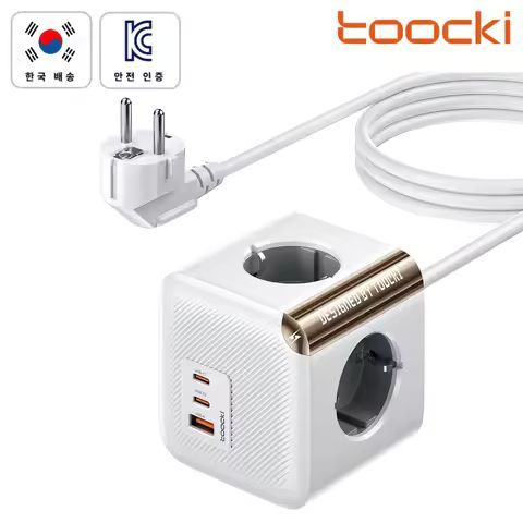 상품 이미지: Toocki C28 파워큐브 Gan 33W 접지형 멀티탭 4AC+2C1A 초고속 접지형 멀티 어댑터