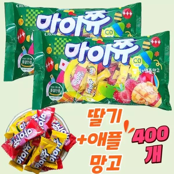 상품 이미지: 대용량 마이쭈혼합 800g X2봉지 딸기+애플망고 학교 단체용 선물용 마이쮸신제품