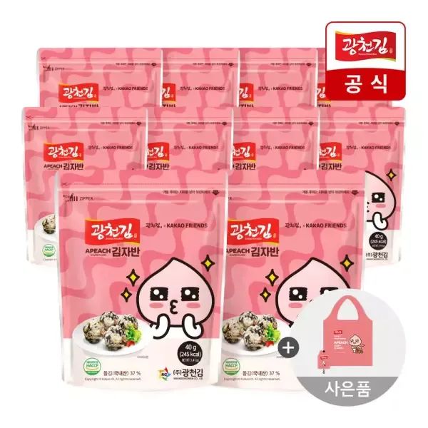 상품 이미지: [광천김x카카오] 어피치 김자반 40g x 10봉 + 카카오 장바구니 (랜덤1종)
