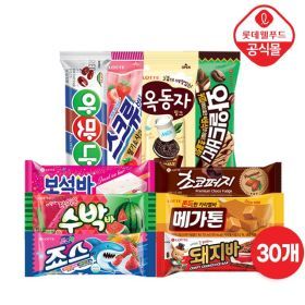 상품 이미지: 롯데 베스트 아이스크림 스틱 바 30개 세트 (옥동자/스크류바/보석바 등)