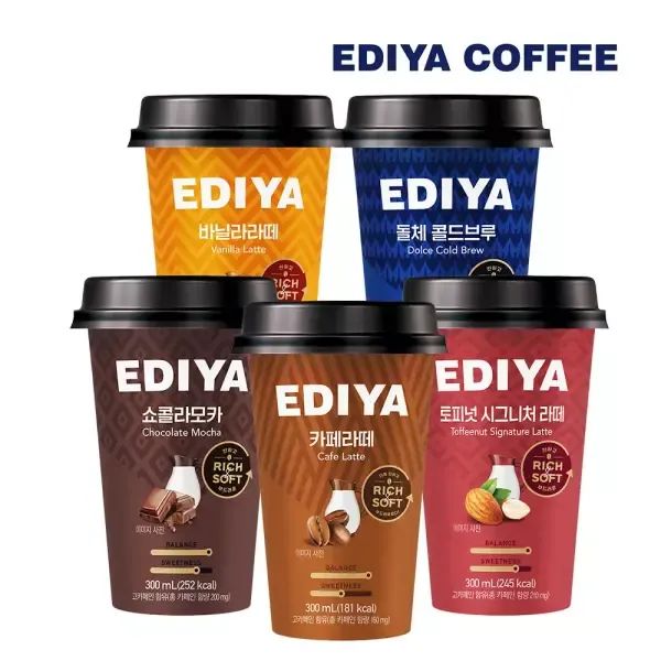 상품 이미지: 이디야 컵커피 5종혼합 300ml 10입(토피넛/돌체 콜드브루/카페라떼/바닐라/쇼콜라 모카)