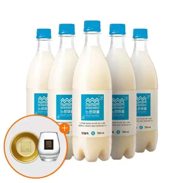 상품 이미지: [전용잔 증정] 배상면주가 무아스파탐 느린마을막걸리 방울톡 750ml x 5입