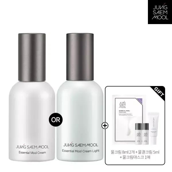 상품 이미지: 정샘물 에센셜 물 크림 2종 50ml 택 1(물크림/라이트)(+ 물크림 8ml 2개 + 물결크림 5ml + 물크림마스크 1매)