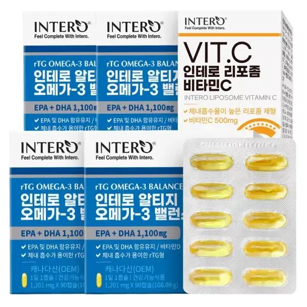 상품 이미지: [EPA+DHA 1,100mg] 알티지 오메가3 밸런스 90캡슐 X 4박스 (12개월분) rTG + 비타민C(1개월분)
